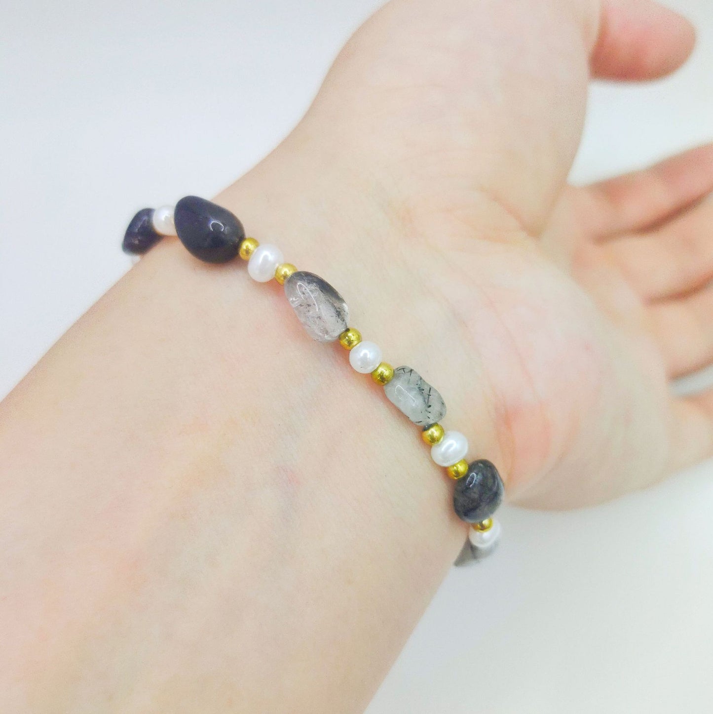 Fashion Cool Crystal Stone Pearl Bracelet