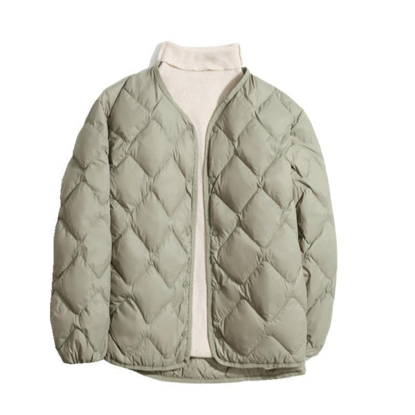Manteau col en V en duvet de canard avec diamants pour femmes