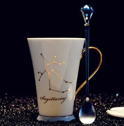 Ceramic Constellation Mug with White and Gold Handle