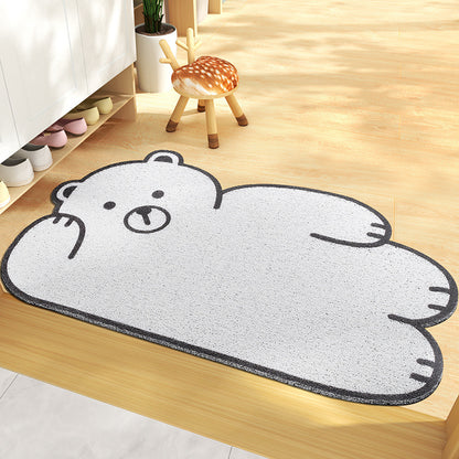 Entrance Door Mat Stain-resistant Cartoon Bear Dust Removal Doormat PVC Coil Mat Can Be Cut