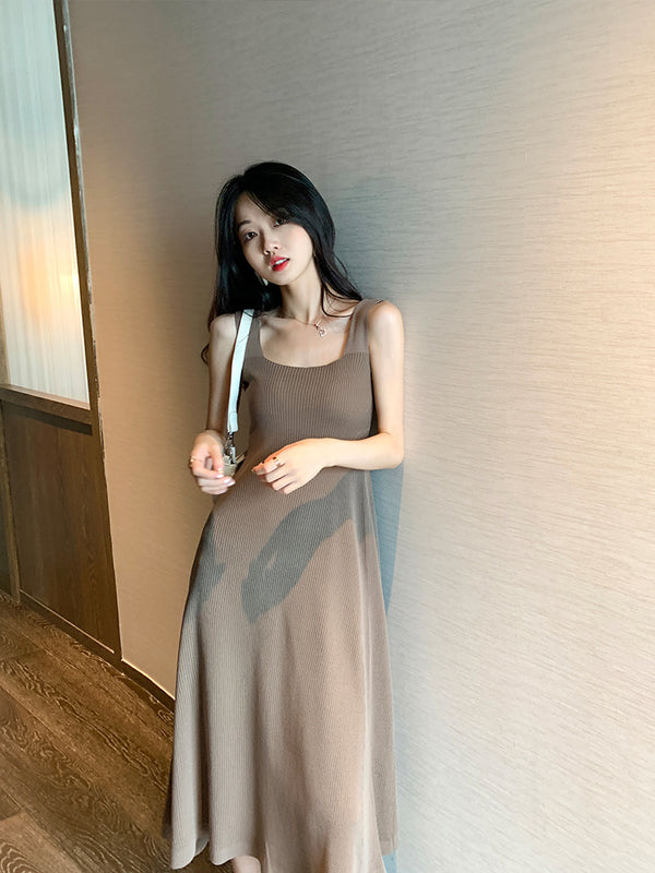 Bottoming Knit Suspender Dress