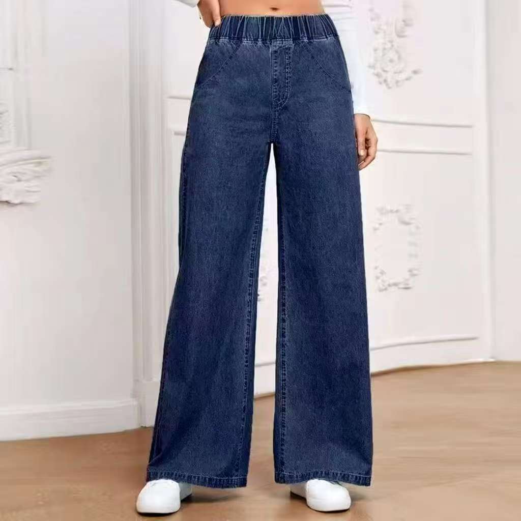 Women's Wide Leg Straight Denim Jeans | Mid-Rise Street Style