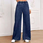 Women's Wide Leg Straight Denim Jeans | Mid-Rise Street Style