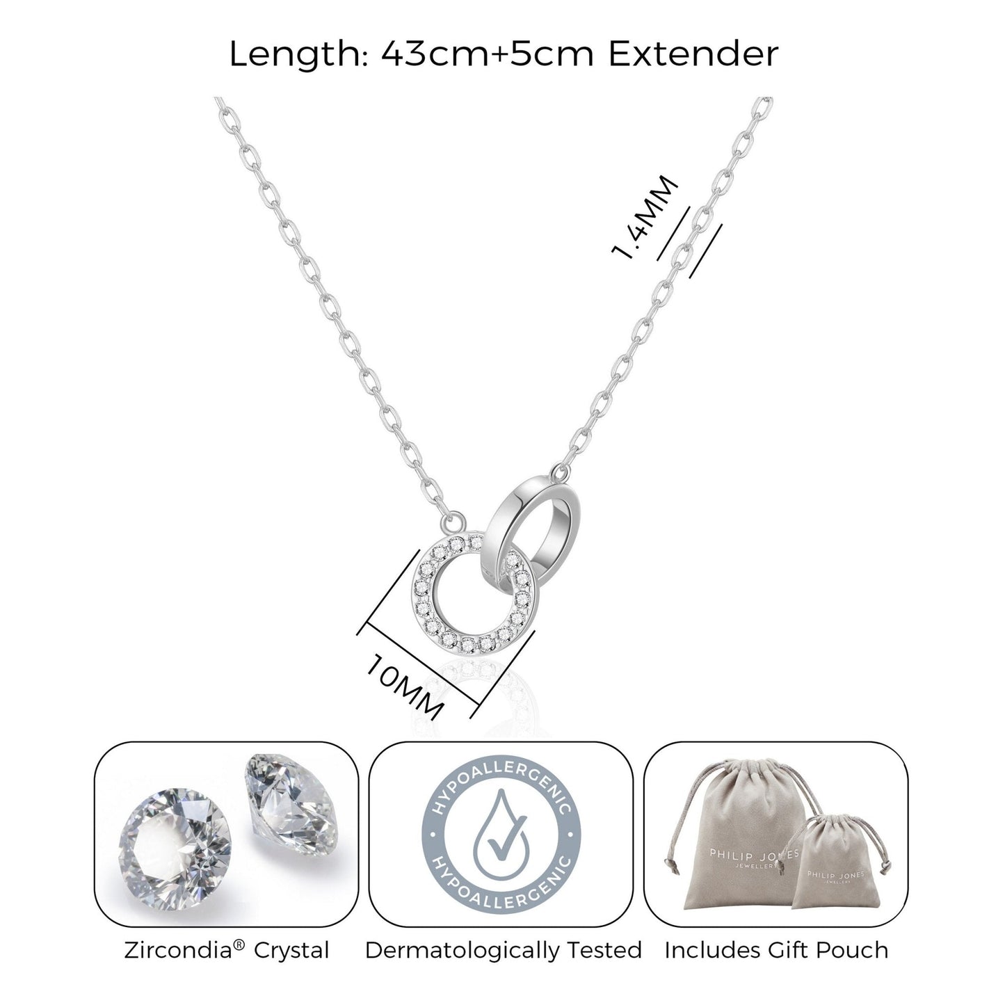 Circle Link Necklace Created with Zircondia® Crystals