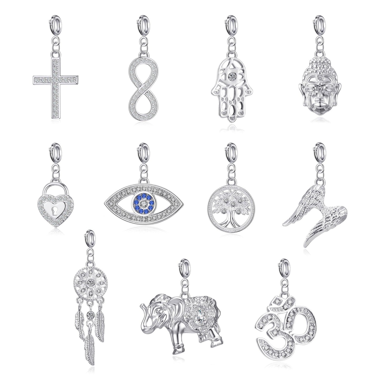 Clip On Charms Created with Zircondia® Crystals