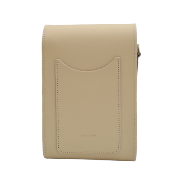 Sac de téléphone artisanal en cuir pour festival - Crème