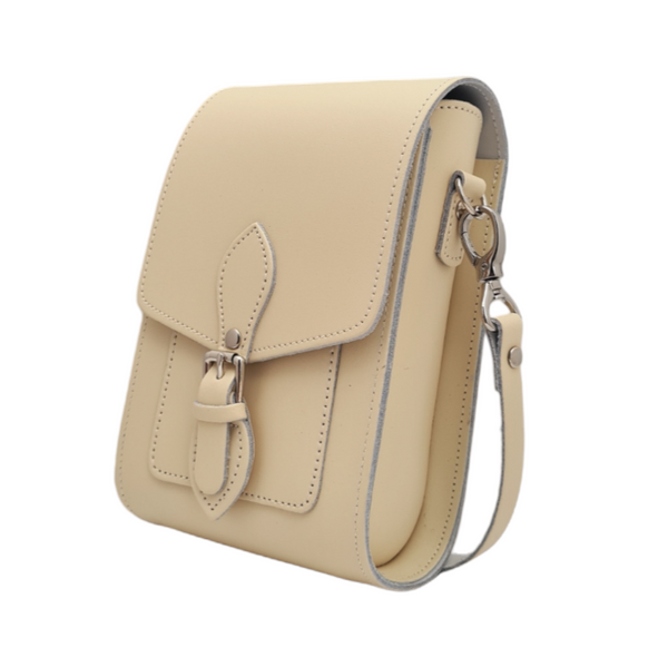Sac de téléphone artisanal en cuir pour festival - Crème