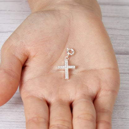 Cross Charm Created with Zircondia® Crystals
