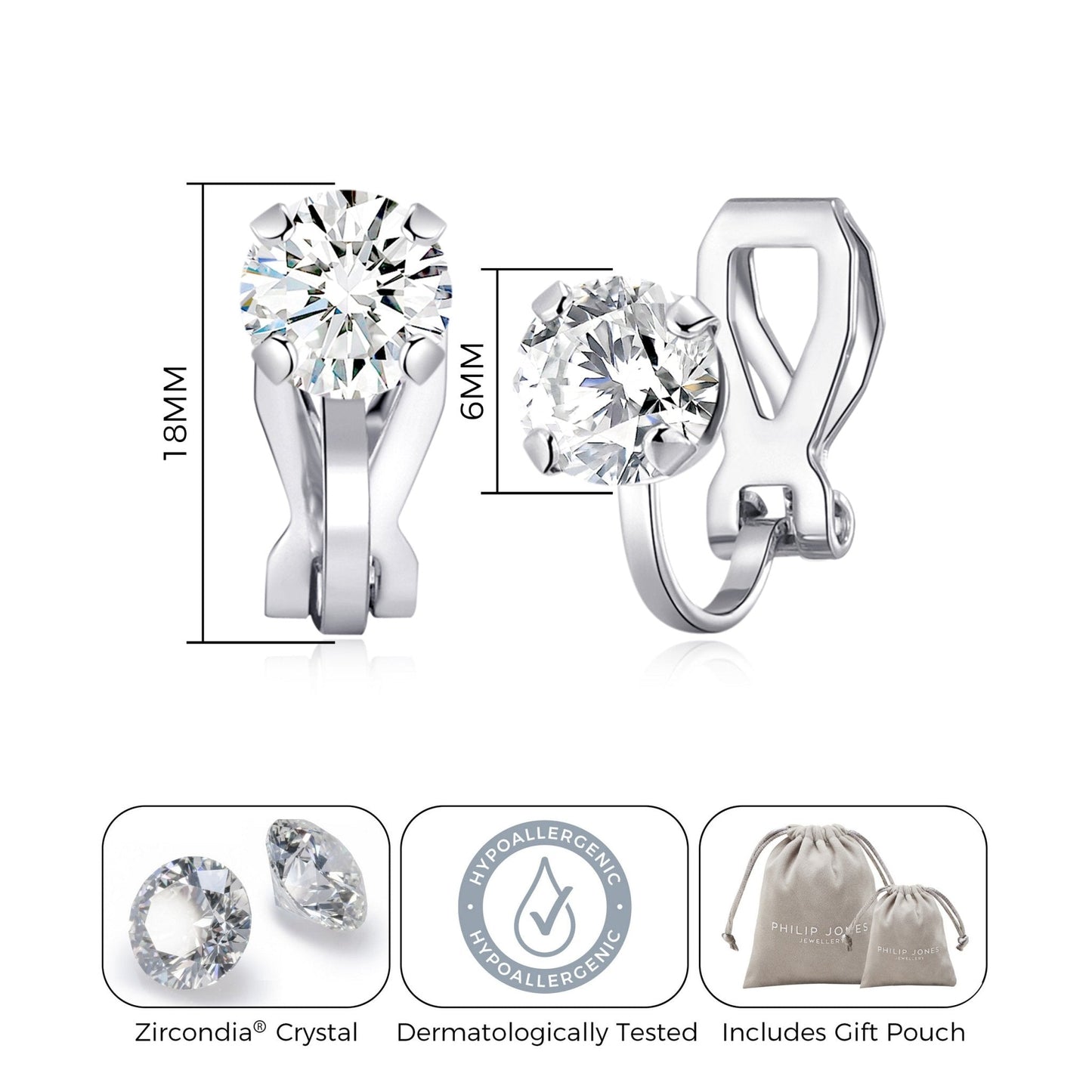 Crystal Clip On Earrings Created with Zircondia® Crystals