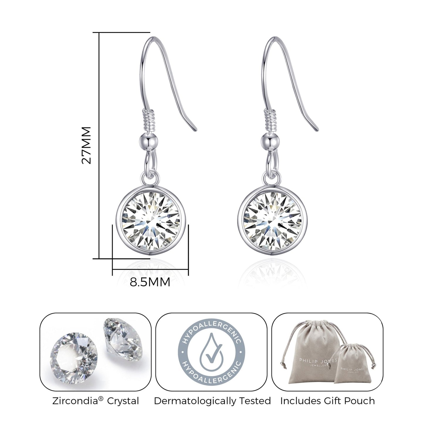 Crystal Drop Earrings Created with Zircondia® Crystals