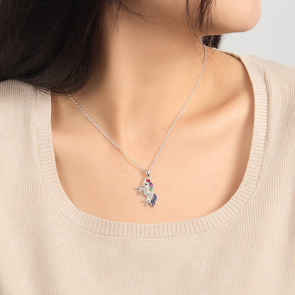 Crystal Unicorn Quote Necklace with Zircondia® Crystals