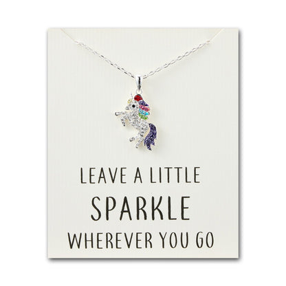 Crystal Unicorn Quote Necklace with Zircondia® Crystals