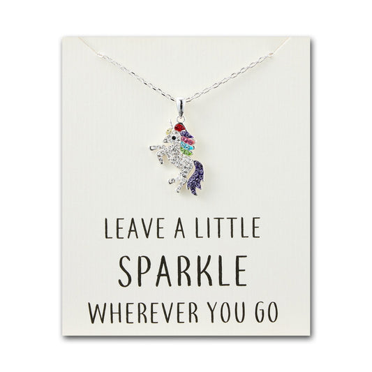 Crystal Unicorn Quote Necklace with Zircondia® Crystals