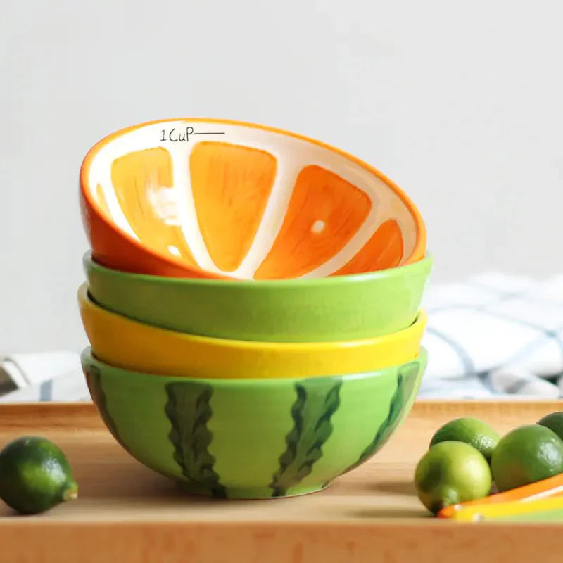 Cute Japanese Fruit Watermelon Ceramic Bowl and spoon Set