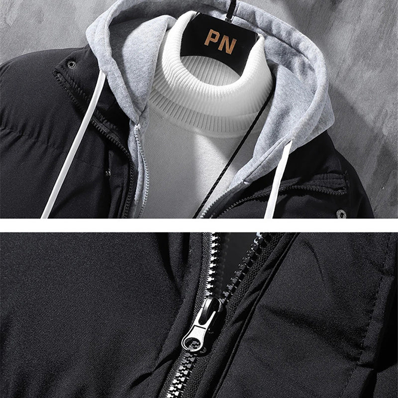 Mens Hooded Jacket Windproof Thickened