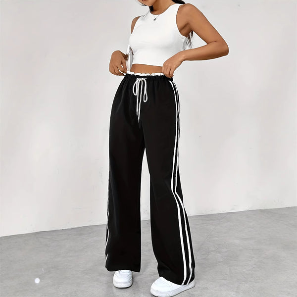 Black Straight-Leg Sports Pants