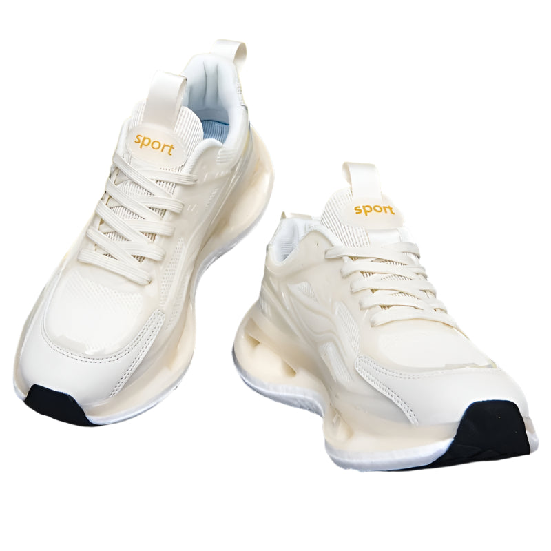 Baskets pour femme roses et blanches en maille – Légères, chaussures de course toutes saisons avec semelle EVA antidérapante et doublure en tissu doux