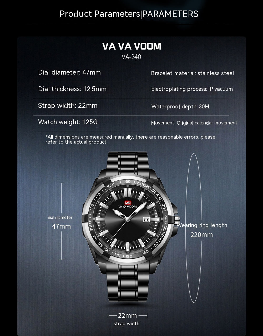 Business Sports Steel Belt Luminous Watch