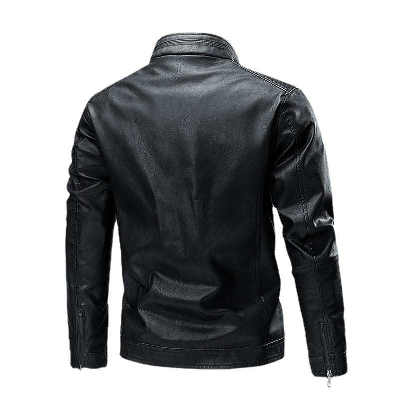 Manteau en cuir pour hommes, style motard décontracté, rétro, à coutures, pour le printemps et l'automne, transfrontalier