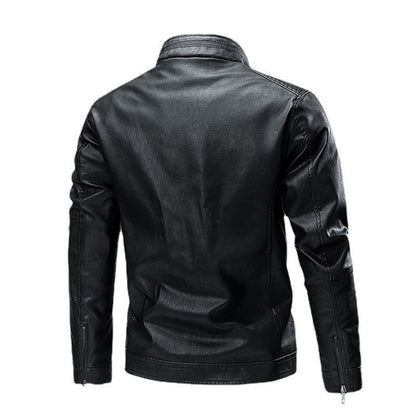 Manteau en cuir pour hommes, style motard décontracté, rétro, à coutures, pour le printemps et l'automne, transfrontalier