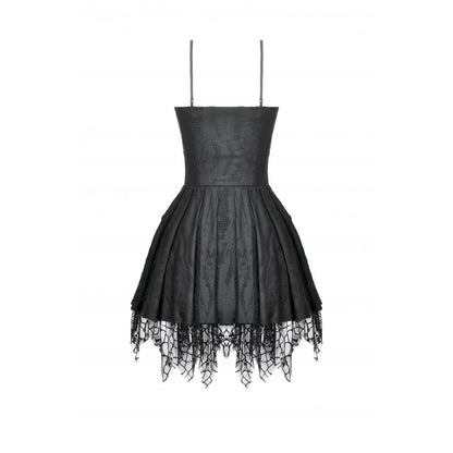 Dark in Love Mortalis Lace-Up Goth Dress in Black