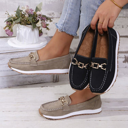 Chaussures décontractées pour femmes à plateforme à enfiler et bout rond, style mode
