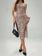 Summer Printed Suspender Split Dress Fashion Slim Lace-up Long Dresses For Women Clothing