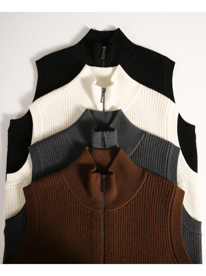 Women's Loose-Knit Wool Cardigan Vest