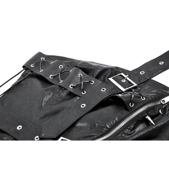 Haut corset en similicuir à une épaule Dark in Love Vespera orné de clous