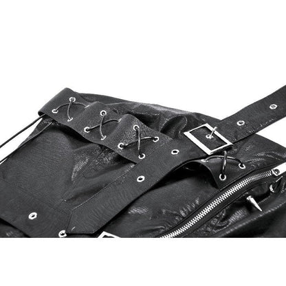 Haut corset en similicuir à une épaule Dark in Love Vespera orné de clous