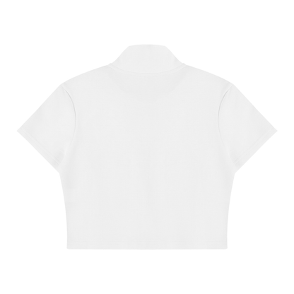 Women's Cropped Full Zip Short Sleeve T-Shirt 220GSM