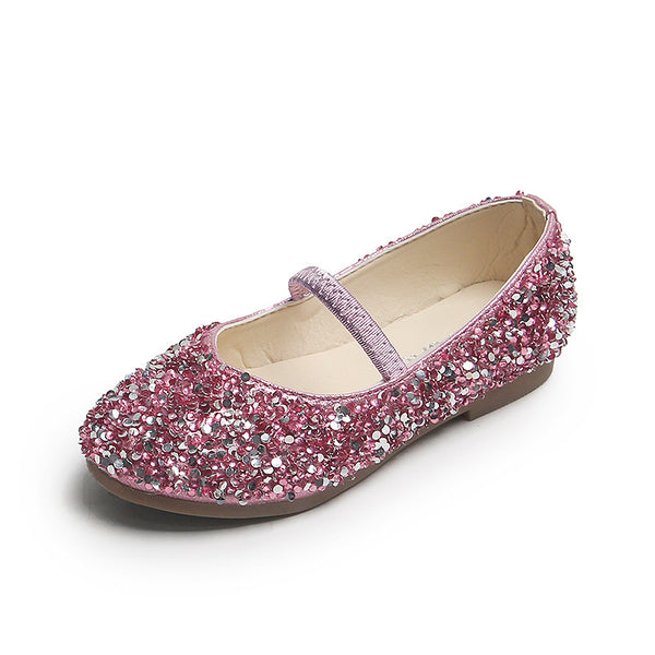 Girls Sequins Crystal Toe Cap