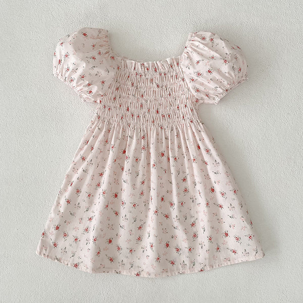 Girls' Short-sleeved Floral Dress