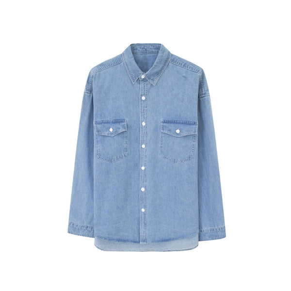 Chemise en Jean à Manches Longues Simple et Ample pour Homme Minority