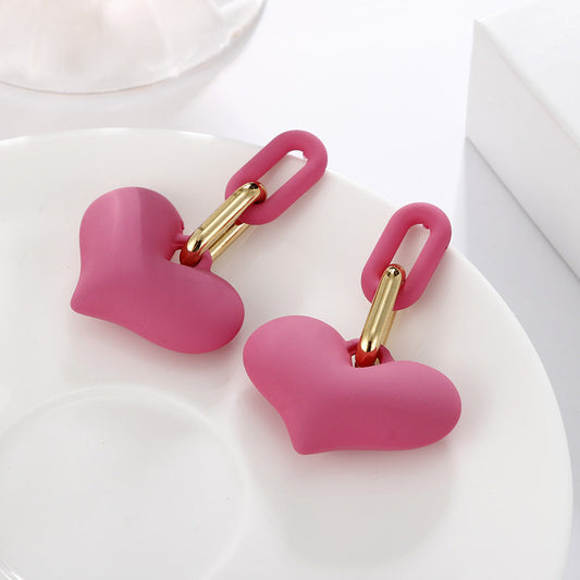 Boucles d'oreilles femme Candy Colored Love, effet laque souple, petit modèle pour l'été