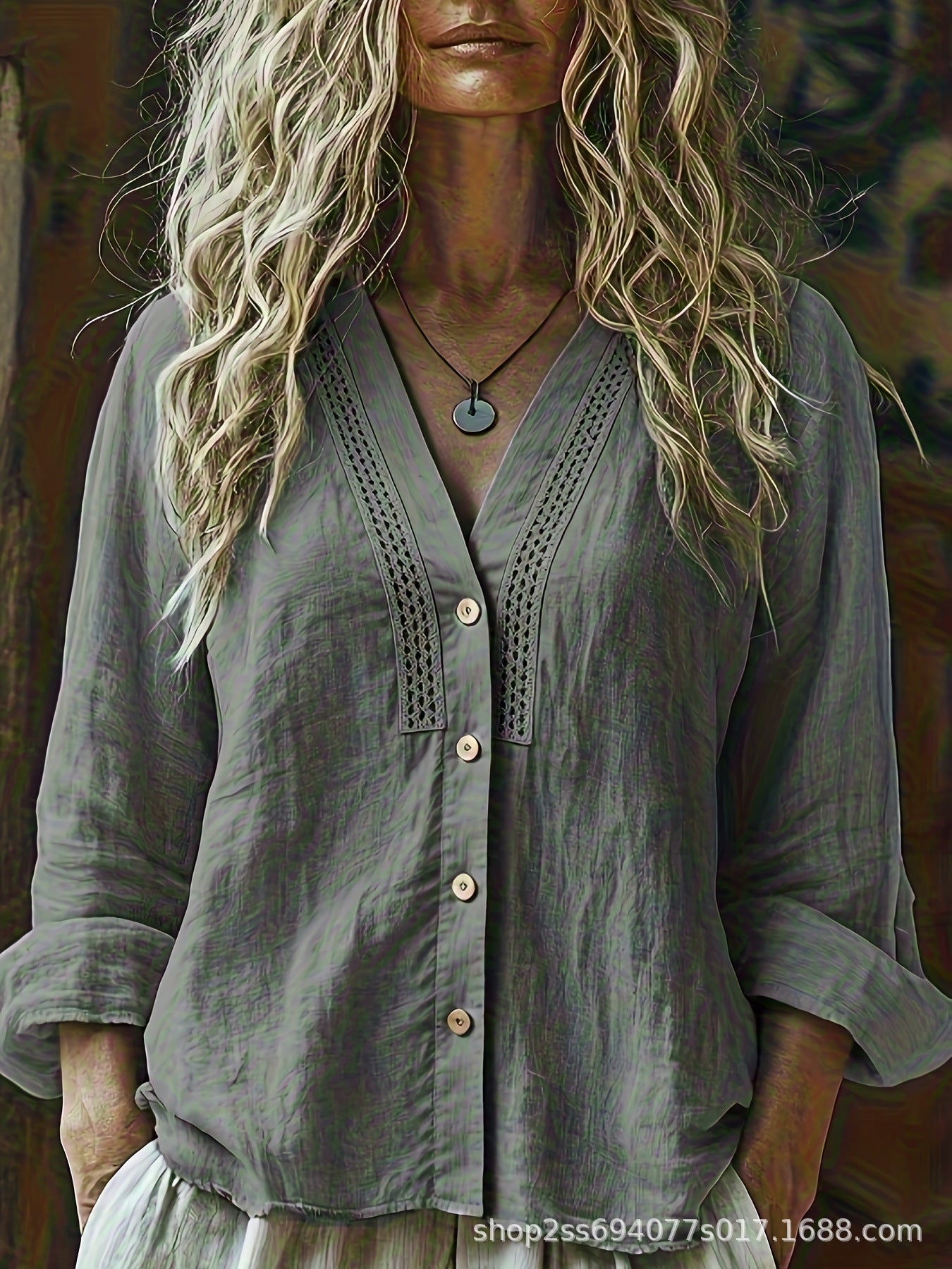 V-Neck Linen Shirt