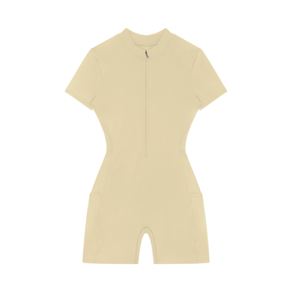 Women's Quarter-Zip Short Sleeve Romper