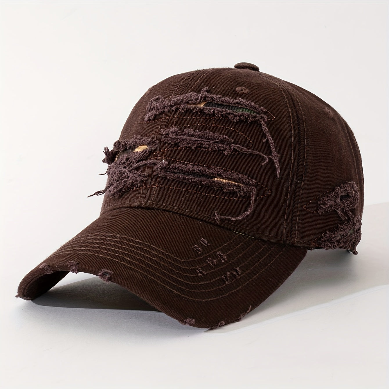 Casquette de baseball légère et réglable avec texte brodé au dos, tissu multicouche effet vieilli –