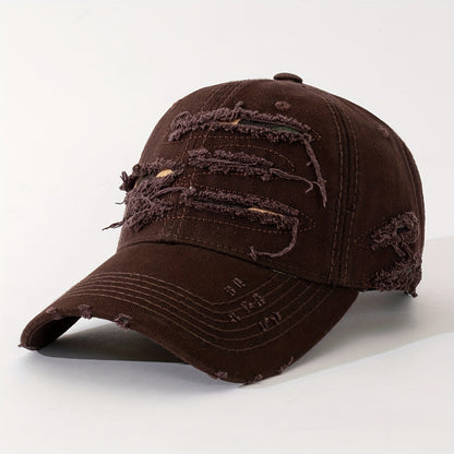 Casquette de baseball légère et réglable avec texte brodé au dos, tissu multicouche effet vieilli –