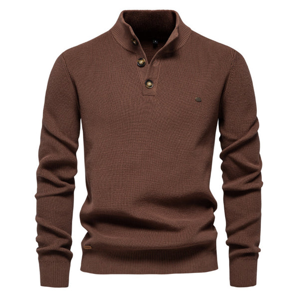 Men's Zipper Stand Collar Knitted Sweater