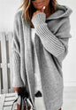 Women's Hooded Cardigan - Loose Knit Batwing Sleeve Sweater