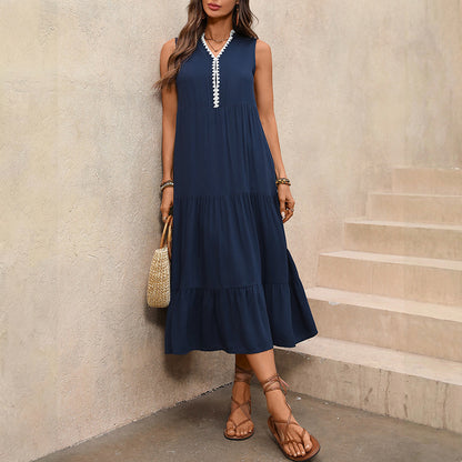 Color-Block V-Neck Maxi Dress