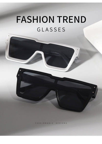 Nouvelles lunettes de soleil personnalisées à grande monture européennes et américaines, lentille monobloc, style INS, lunettes de sport
