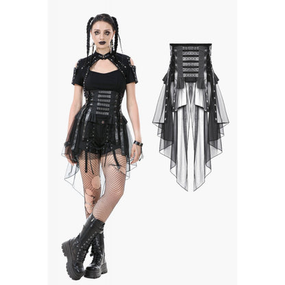 Jupe-Corset Superposée en Mesh et Similicuir Draven Dark in Love
