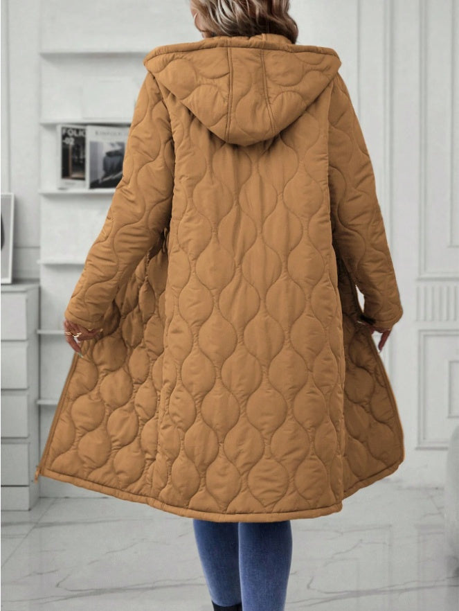 Zipper Fly Hooded Padded Coat