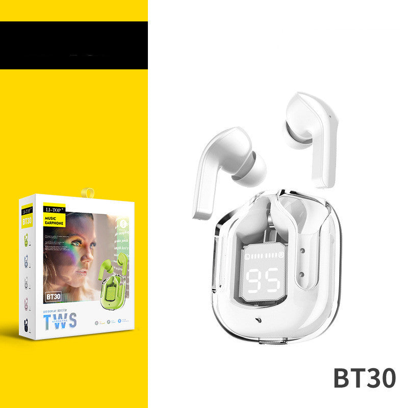 Nouveaux mini écouteurs Bluetooth sans fil transparents avec affichage numérique et réduction de bruit ENC, véritablement sans fil pour le sport et la musique