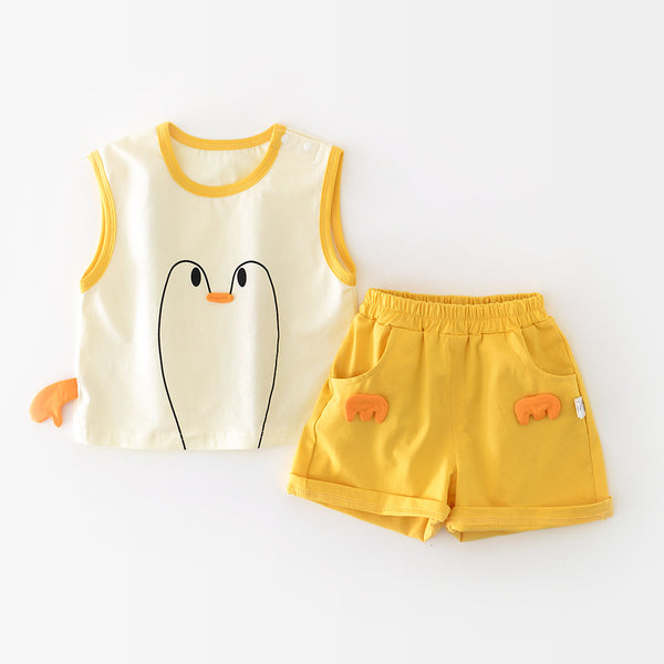 Infant Goose-Print Vest and Shorts Set