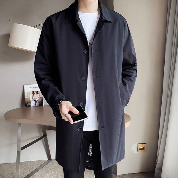 Men's Mid-Length Casual Trench Coat