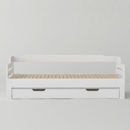 Daybed, Trundle And Drawer, Cabin Bed, SIngle Guest Bed Sofa Bed, Pull Out Trundle And Storage Drawer For Living Room And Bedroom -  3 90 X190 Cm - White