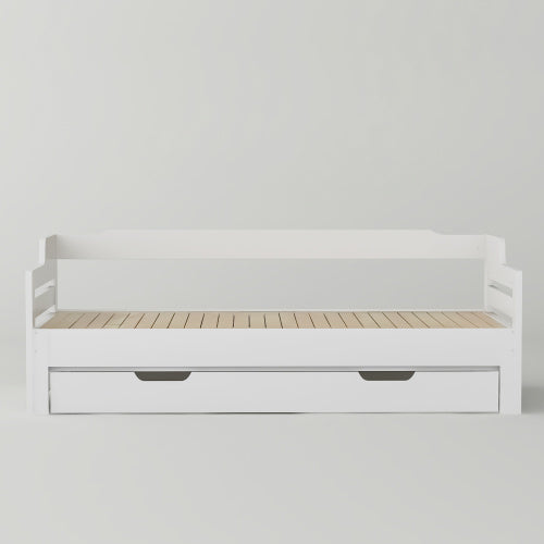 White Single Daybed with Trundle & Drawer